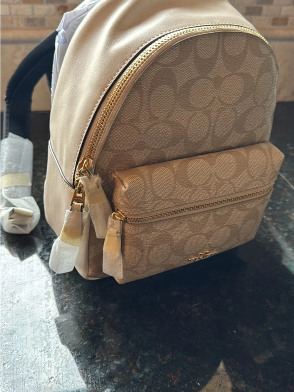Coach Mini Backpack in Light Beige Signature Print - Picture 3 of 3